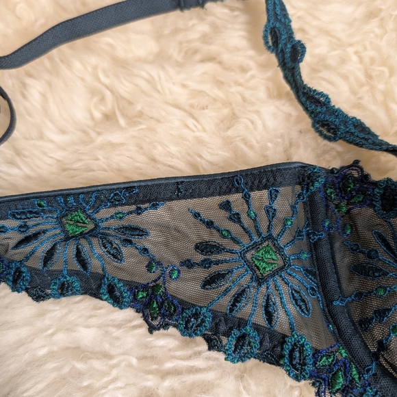 CHANTELLE * Vendôme* DEMI BRA  -STYLE 1905- EMERALD GREEN AND EMBROIDERED LACE - Picture 5 of 8